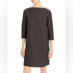 Eileen Fisher Charcoal Quarter Sleeve Long Sleeve Dress Medium Neck Shift